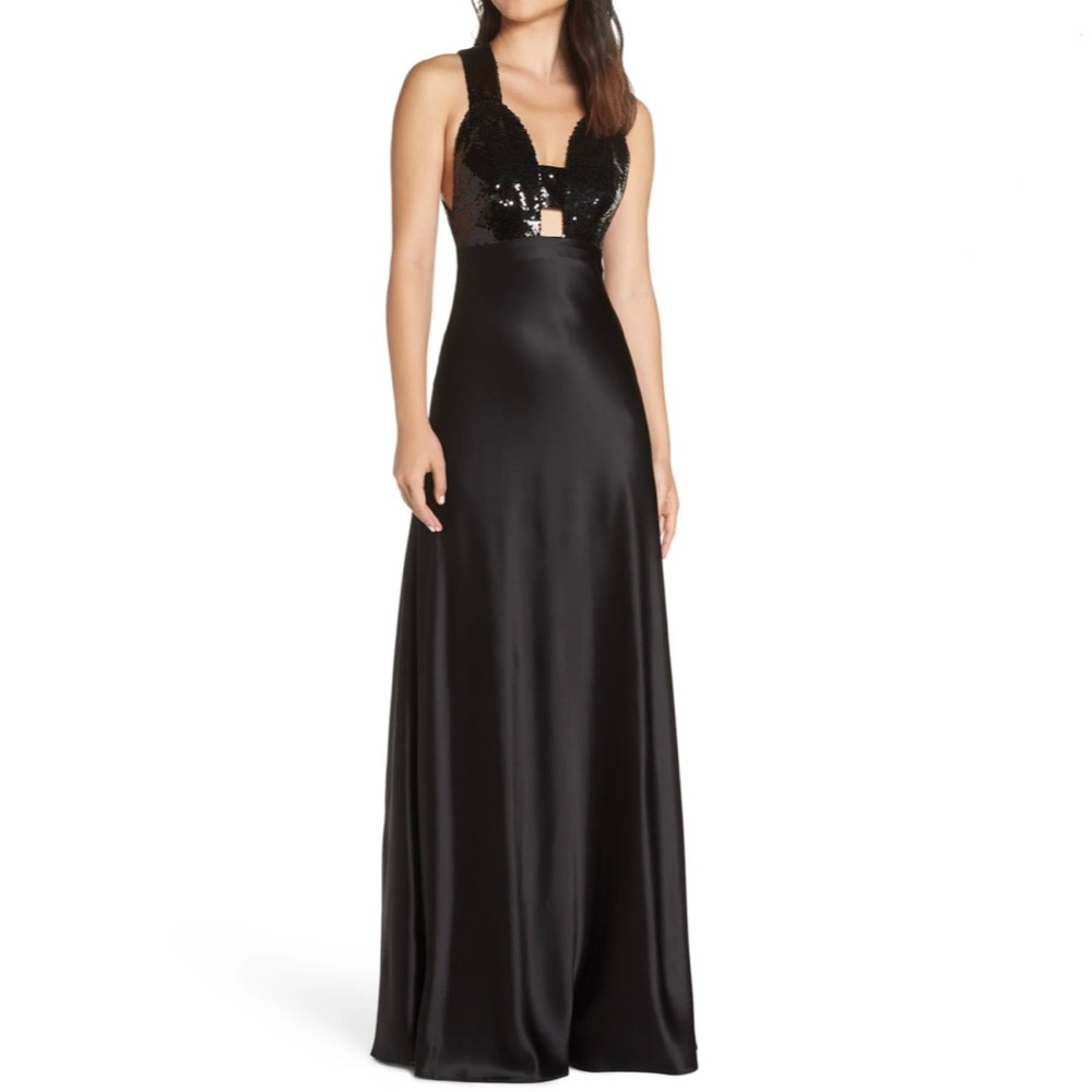 JILL JILL STUART Sanna Strappy Sequin & Satin Gown